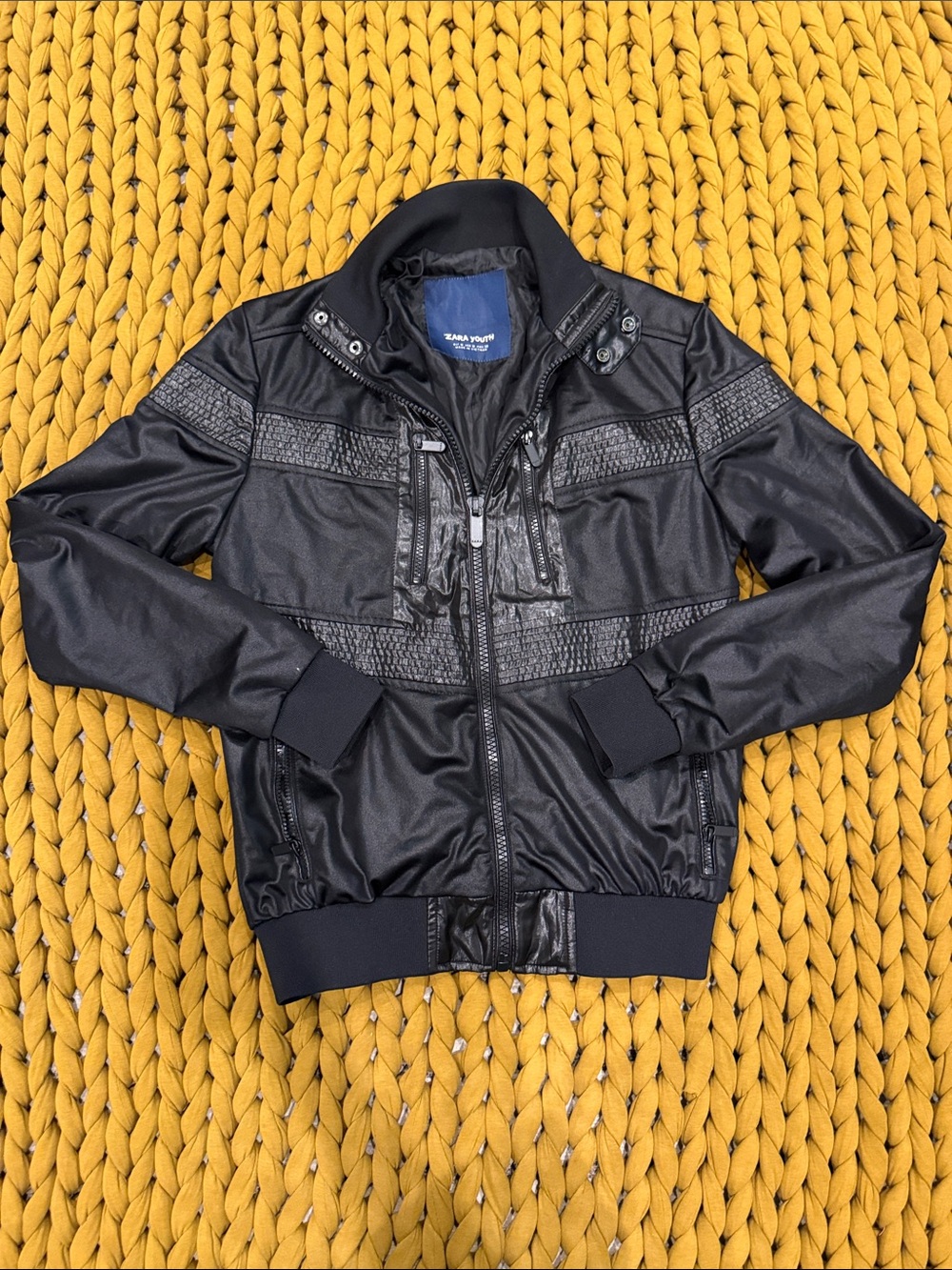 Zara Black Bomber Jacket - Boys Size Medium